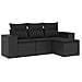 Set Divani da Giardino 4 pz con Cuscini Nero in Polyrattan - Foto miniatura 1
