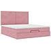 Struttura Letto Pouf con Materassi Rosa 160x200 cm Velluto - Foto miniatura 7