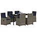 Set da Pranzo per Giardino 7 pcs Grigio Poly Rattan - Foto miniatura 3