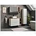 Mobile sottolavabo da 60 cm, Marrone, Frontali scanalati, Lavabo sospeso, Chiusura ammortizzata, Piano di lavoro effetto marmo nero - Foto miniatura 5