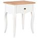 Comodino Bianco E Marrone 40x30x50 Cm In Legno Massello Di Pino - Foto miniatura 1