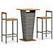 Set Bar Giardino 3pz Grigio Polyrattan e Legno Massello Acacia - Foto miniatura 1