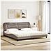 Letto con Materasso Tortora 200x200 cm in Tessuto - Foto miniatura 3