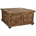 Tavolino Baule In Legno Marrone Fatto A Mano 100x100x47h - Foto miniatura 1