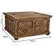 Tavolino Baule In Legno Marrone Fatto A Mano 100x100x47h - Foto miniatura 5