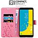 Cadorabo Custodia Compatibile Con Samsung Galaxy J6 2018 In Rosa Fiore - Coperchio Protettivo In Design Floreale Con Chiusura Magnetica, Funzione Stand E Slot Per Carte - Foto miniatura 3