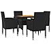 Set Da Pranzo Per Giardino 5 Pz In Polyrattan Nero - Foto miniatura 2