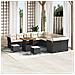 Set di Divani da Giardino  da 13 Pezzi con Cuscini Nero Polyrattan Acacia, Set di Mobili da Giardino  da 3 Pezzi con Cuscini Nero Polyrattan Acacia - Foto miniatura 2