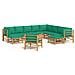 Set Salotto da Giardino 12pz con Cuscini Verdi Bambù - Foto miniatura 1