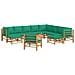 Set Salotto da Giardino 12pz con Cuscini Verdi Bambù - Foto miniatura 3