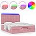 Struttura Letto Pouf con Materassi Rosa 160x200 cm Velluto - Foto miniatura 5