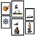 Set Di 6 Stampe Dipinto Decorativo Con Composizione Di Oceano E Mare Incorniciato Con Illustrazioni Di Design Per La Decorazione Murale A3 & A4 Cornice Nera - Foto miniatura 1