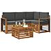 Set di divani da esterno con cuscino 5 pcs Naturale e Antracite - Foto miniatura 3