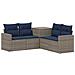 Set di divani 5 pz Grigio e Blu Navy Rattan sintetico e Acciaio - Foto miniatura 1