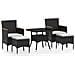 Set Da Pranzo Per Giardino 5 Pz Polyrattan Vetro Temperato Nero - Foto miniatura 1