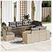 Set Divano Da Giardino 9 Pz Con Cuscini Beige In Polyrattan - Foto miniatura 1
