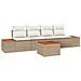 Set di divani da giardino a 5 pezzi con cuscini beige polyrattan acacia - Foto miniatura 1