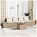 Set di divani da giardino a 5 pezzi con cuscini beige polyrattan acacia - Foto miniatura 2