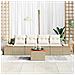 Set di divani da giardino a 5 pezzi con cuscini beige polyrattan acacia - Foto miniatura 3