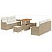 Set di divani da giardino in 9 pezzi con cuscini beige polyrattan acacia, Divano da giardino a 2 posti con cuscini beige polyrattan, Set da pranzo da giardino in 3 pezzi con cuscini beige polyrattan acacia - Foto miniatura 1