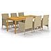 Set Mobili da Pranzo per Giardino 7 pz Beige - Foto miniatura 1