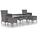 Set Pranzo Da Giardino 5 Pz Polyrattan E Vetro Temperato Grigio - Foto miniatura 1