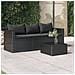Divano Da Giardino A 3 Posti Con Cuscini Nero In Polyrattan - Foto miniatura 7