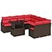 Set Divano da Giardino 9 pcs Marrone e Rosso polyrattan - Foto miniatura 1
