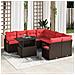 Set Divano da Giardino 9 pcs Marrone e Rosso polyrattan - Foto miniatura 2