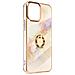 Cover Iphone 12 E 12 Pro Bi-materia Anello Sostegno Effetto Marmo Rosa Champagne - Foto miniatura 5