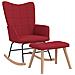 Poltrona a Dondolo con Poggiapiedi Rosso Vino in Tessuto - Foto miniatura 3