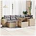 Set Divani Da Giardino 7 Pz Con Cuscini Beige In Polyrattan - Foto miniatura 1