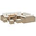 Set di divani da giardino  da 14 pezzi con cuscini beige polyrattan acacia, Set da pranzo da giardino  da 4 pezzi con cuscini beige polyrattan acacia - Foto miniatura 1