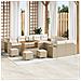 Set di divani da giardino  da 14 pezzi con cuscini beige polyrattan acacia, Set da pranzo da giardino  da 4 pezzi con cuscini beige polyrattan acacia - Foto miniatura 2