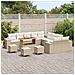 Set di divani da giardino  da 14 pezzi con cuscini beige polyrattan acacia, Set da pranzo da giardino  da 4 pezzi con cuscini beige polyrattan acacia - Foto miniatura 3