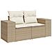 Set di divani da giardino  da 14 pezzi con cuscini beige polyrattan acacia, Set da pranzo da giardino  da 4 pezzi con cuscini beige polyrattan acacia - Foto miniatura 6