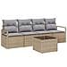 Set di divani da giardino a 5 pezzi con cuscini beige polyrattan, Divano da giardino a 2 posti con cuscini beige polyrattan - Foto miniatura 1