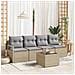 Set di divani da giardino a 5 pezzi con cuscini beige polyrattan, Divano da giardino a 2 posti con cuscini beige polyrattan - Foto miniatura 2