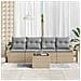 Set di divani da giardino a 5 pezzi con cuscini beige polyrattan, Divano da giardino a 2 posti con cuscini beige polyrattan - Foto miniatura 3