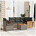 Set Divano da Giardino 6 pz con Cuscini Grigio in Polyrattan - Foto miniatura 2