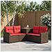 Set di divani 5 pz Marrone e Rosso Rattan sintetico e Acciaio - Foto miniatura 2
