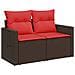 Set di divani 5 pz Marrone e Rosso Rattan sintetico e Acciaio - Foto miniatura 6