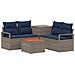 Set di divani 6 pz Grigio e Blu Navy Rattan sintetico e Acciaio - Foto miniatura 1