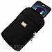 Custodia Smartphone Cintura Universale Doppia Tasca Nylon Spesso Nero - Foto miniatura 1
