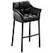 Sgabello Alto Bar DAMASO in Similpelle - Sedia Sgabello con Braccioli e Schienale Imbottiti e Poggiapiedi l Sgabello Fisso Bar Cucina Pub in Acciaio - H 83 cm Nero Nero - Foto miniatura 1