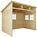 Casa Da Giardino In Legno Naturale (senza Parete Laterale) 318x211 Cm / 6 M²- Magazzino Esterno Con Finestre - Capanno Da Giardino - Timbela M339 - Foto miniatura 4
