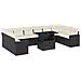Set Divani Da Giardino 11 Pz Con Cuscini In Polyrattan Nero - Foto miniatura 2