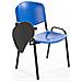 Set Di 6 Sedie Impilabili In Plastica Blu Con Ribaltina Scrittoio Tavoletta Per Sala Conferenza Meeting E Convegni - Foto miniatura 4