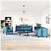 Set Divani Chesterfield 3pz con Cuscini Blu Velluto - Foto miniatura 3