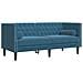 Set Divani Chesterfield 3pz con Cuscini Blu Velluto - Foto miniatura 5